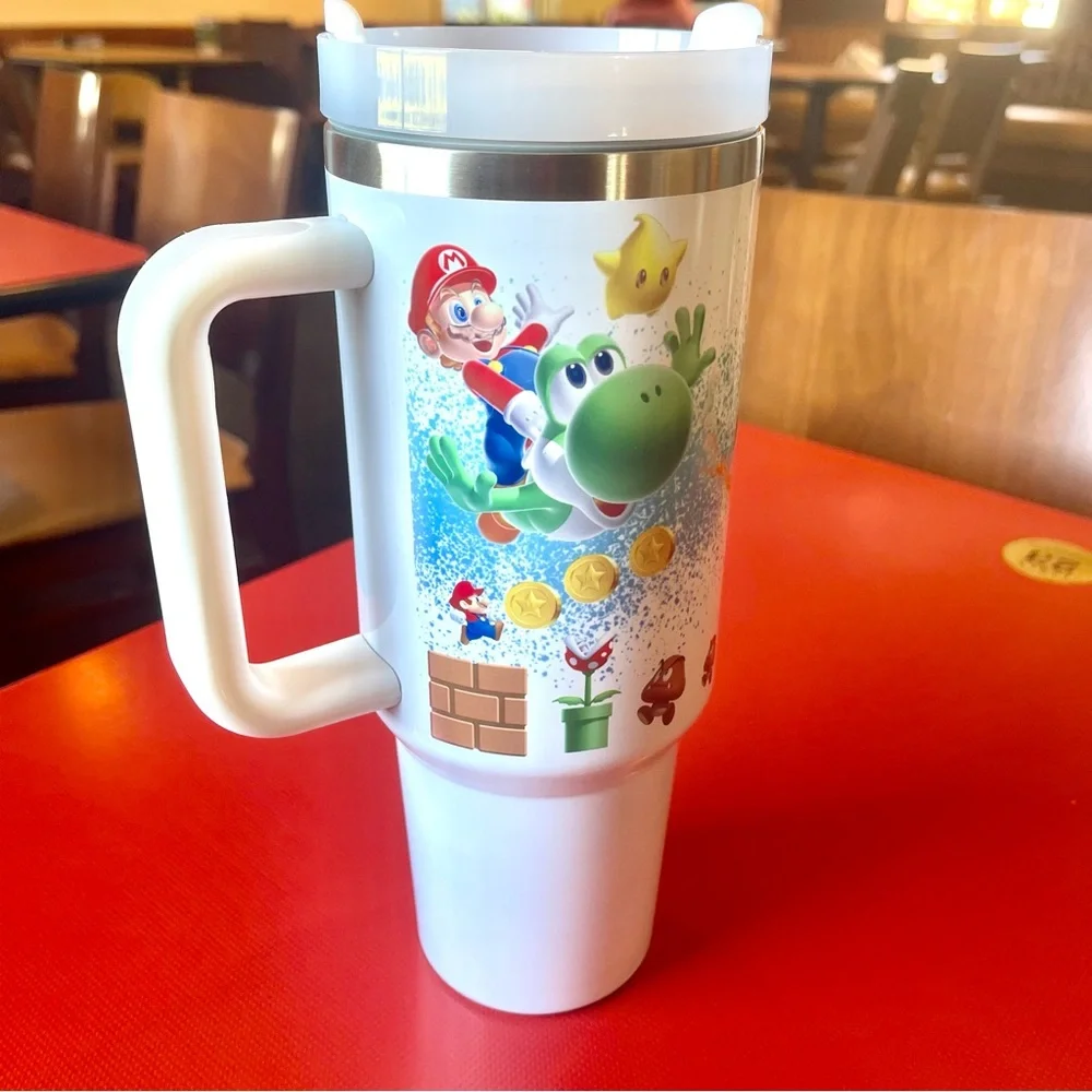 Custom 40 oz Tumbler Nintendo Super Mario Bros tumbler with hand…